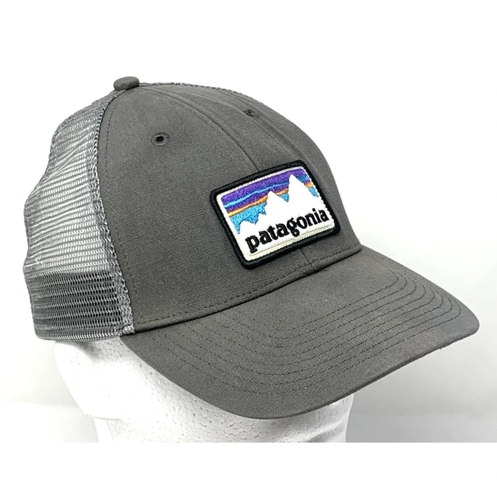 Patagonia Men Cap Hat Trucker Baseball Dad Gray Mesh Cap Snapback Patch Logo - Picture 8 of 12